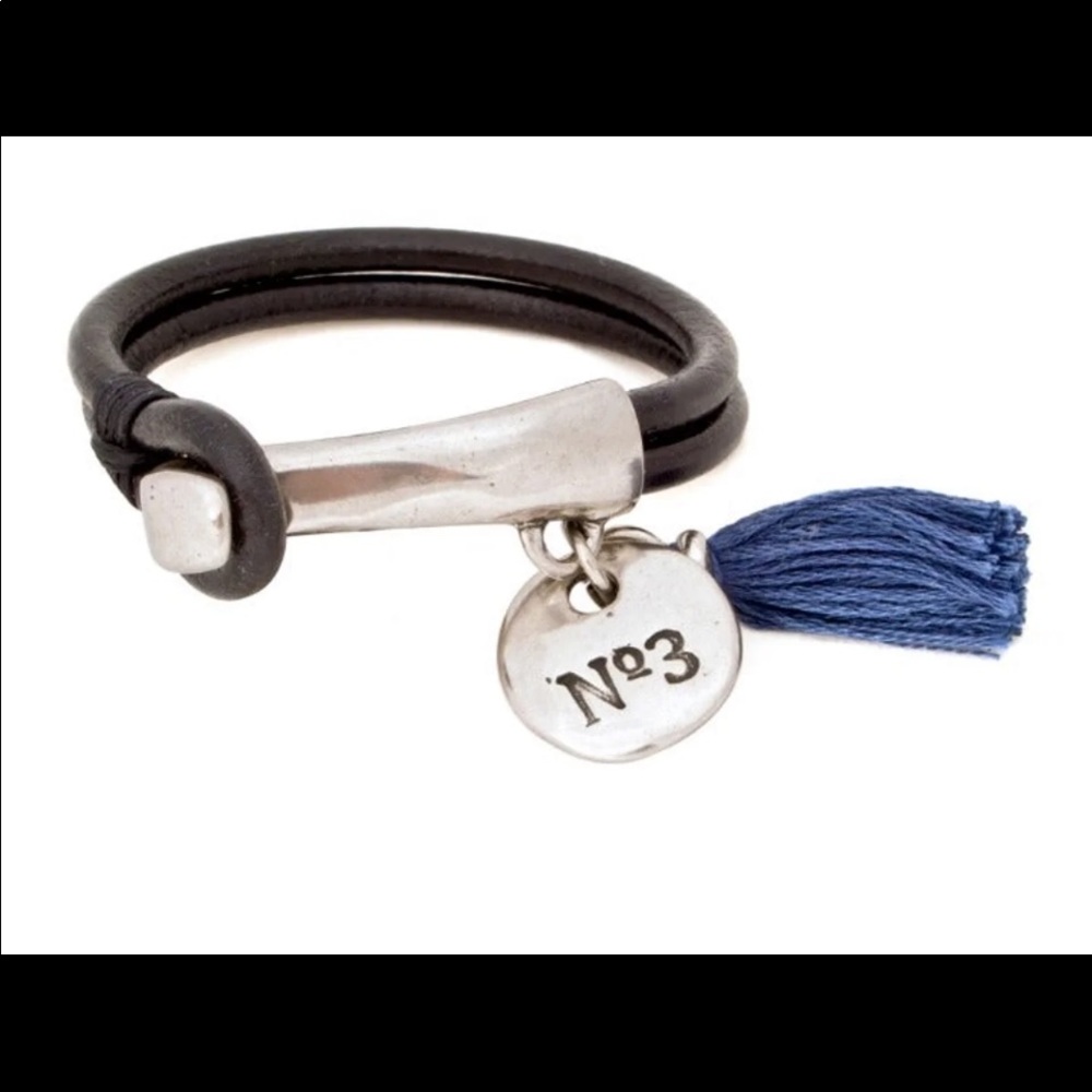 Uno De 50 leather & silver bracelet